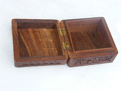 box, brown, carved, casket, open, jewelry box, wood - Material