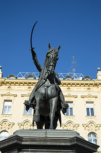 The, aikštė, Zagrebas, Kroatija, Europoje, senas, arklys