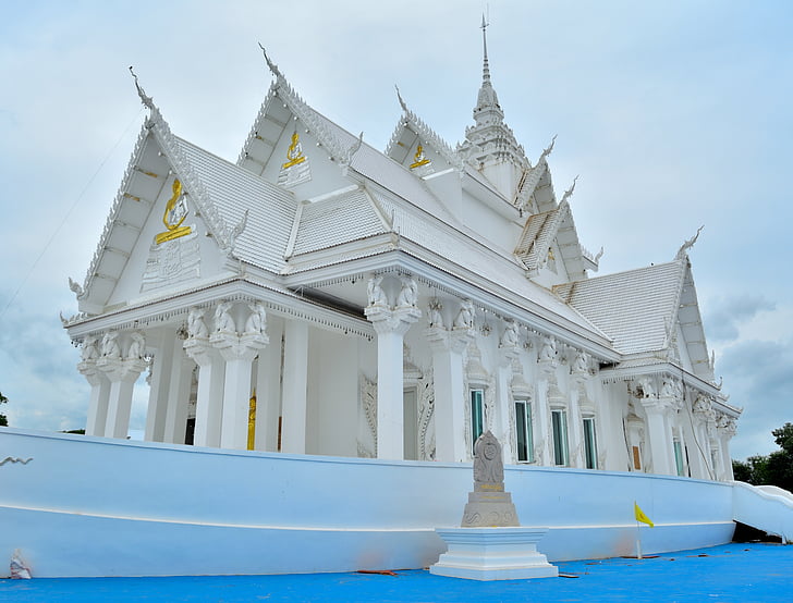 le temple blanc, église blanche, bouddhiste, Wat rong khun, religion, blanc, Église