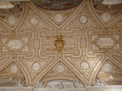 ceiling, vatican, st peters, detail, papal crest, crossed keys, church