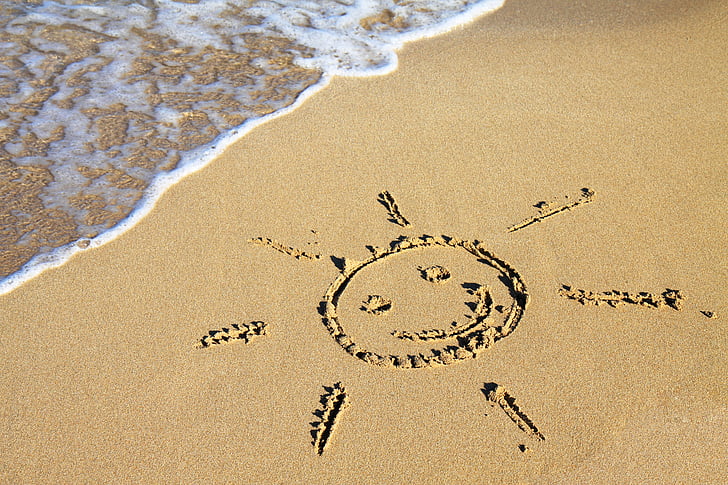 tło, Plaża, Wybrzeże, Słońce, Symbol, Ocean, morze