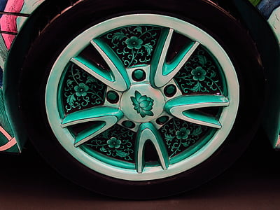 Porsche, hjul, orientalsk, asiatiske, motiv, tema, kunst