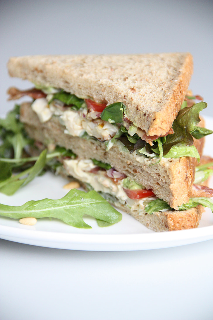 salad, sandwiches, lunch, bread