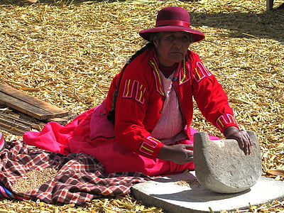 ウロス, チチカカ, ペルー, 伝統, 挽く