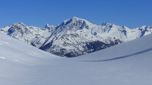 景观, 自然, 山, 冬天, 全景, 白雪皑皑, 阿尔卑斯山