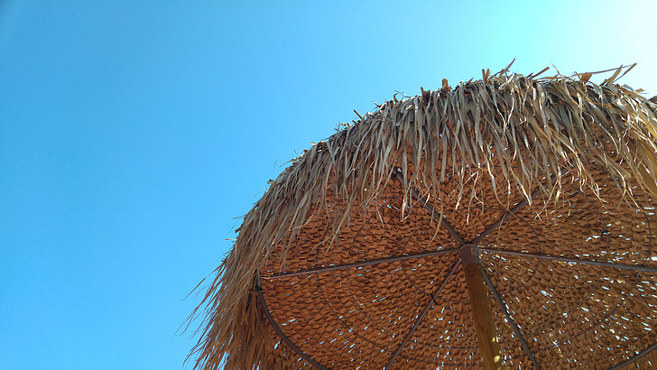 Beach umbrella, pludmale, debesis, svētku dienas, Kos, Grieķija