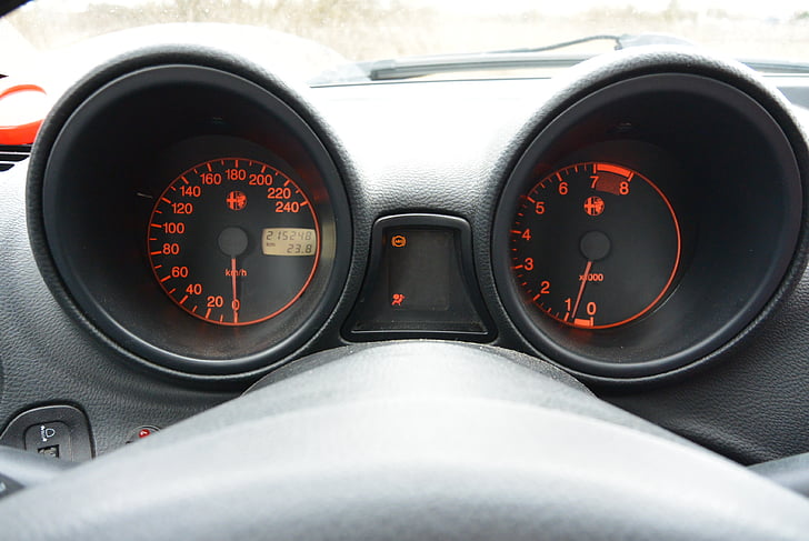 speedometer, omdrejningstæller, Dashboard, hastighed, bil, Alfa romeo, Salon