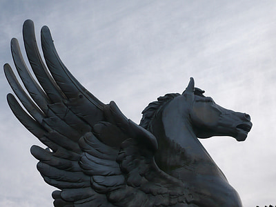 arklys, sparnas, dangus, Pegasus, sako, pasakų motyvais, sparnuotas arklys