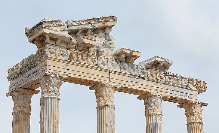Apollo templi, sānu, seno pusē, Vidusjūras piekraste, Turcija, apskates vietas, senatne