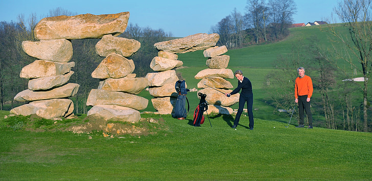γκολφ, Feng-shui-γκολφ, Πανόραμα γκολφ, golfers, πέτρες δύναμης, Niederbayern, Βαυαρία