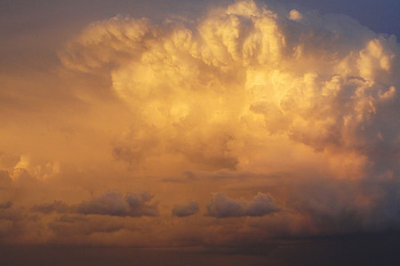 雲, サンセット, 差し迫った, 脅威, 嵐, コントラスト, オレンジ