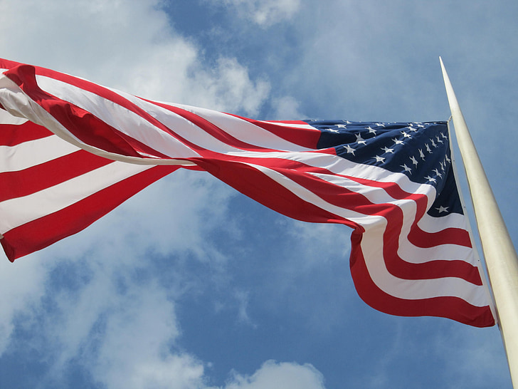 patriotizam, Sjedinjene Države, patriotske, mašući, povjetarac, vjetrovito, Zastava