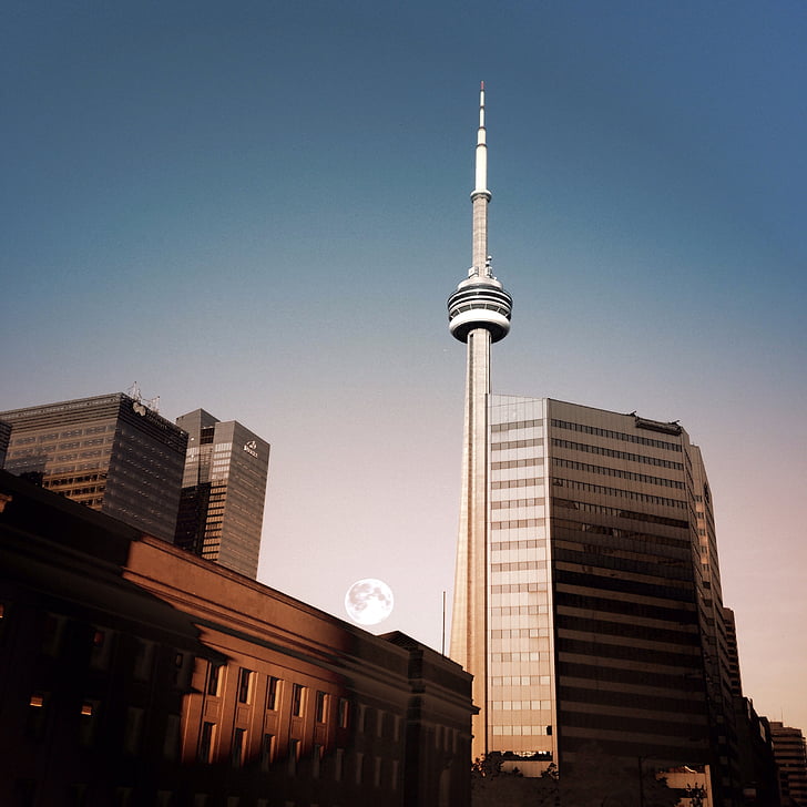 CN tower, igły, metropolia, Architektura, atrakcją, budynek, Kanada