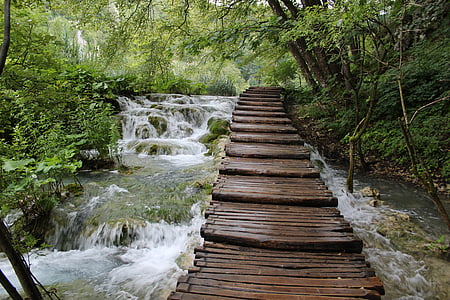plitvice, waterfall, cascade, natural, stream, flowing, nature