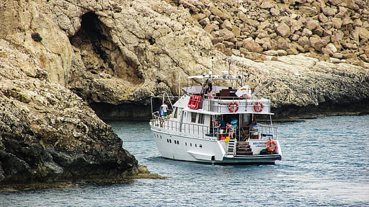 cyprus, cavo greko, sea, boat, cruise boat, tourism, leisure