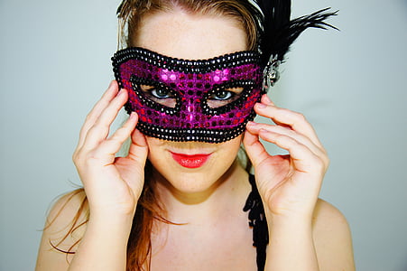 ženska, Maska, obraz, kostum, karneval, Frizura, ženske