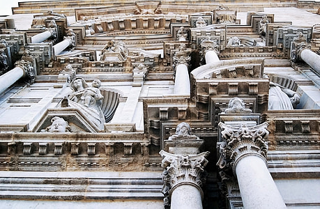 katedrālē, Girona, Tēlniecība, kolonnas, arhitektūra, pīlāri, kolonnas