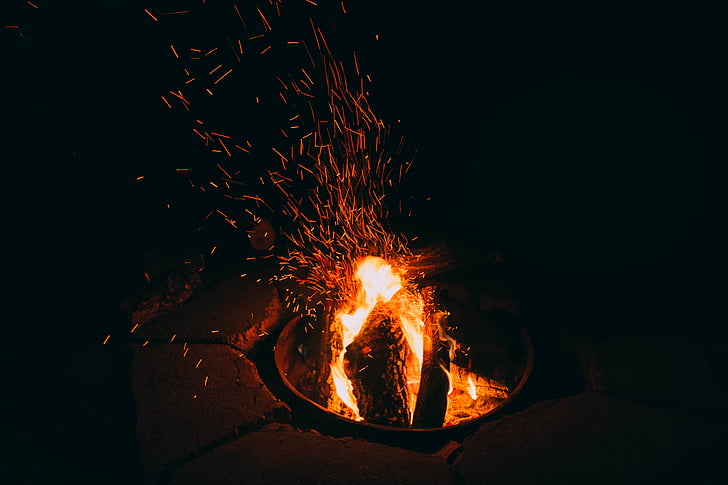 burning, bonfire, still, fire, camp, flames, rocks