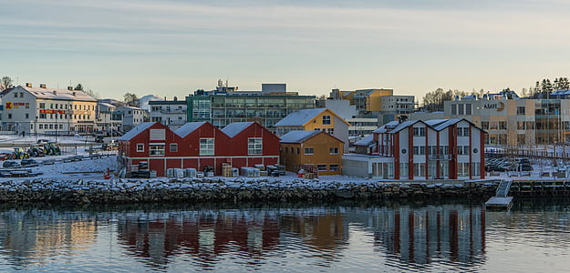 Norvēģija, Tromse, krasts, pārdomas, Scandinavia, ainava, arhitektūra