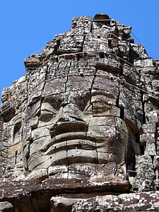 head, cambodia, temple, religion