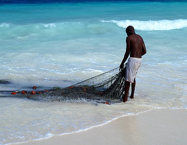Visser, žvejybos tinklas, Afrika, Zanzibaras, Azure, mėlyna jūra, bangos