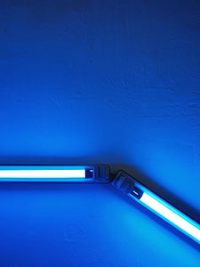gaisma, Neon, zila, neona gaismas, apgaismojums, lampas, Neona apgaismojums
