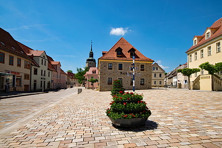 Town hall, slikti lauchstädt, Gēte pilsēta, Saksijas-Anhaltes, Vācija, arhitektūra, interesantas vietas