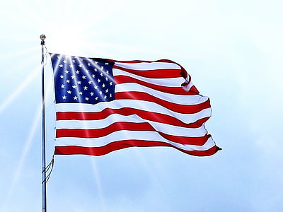 USA vlag, vlag, Amerikaanse, Verenigd, blauw, wit, rood