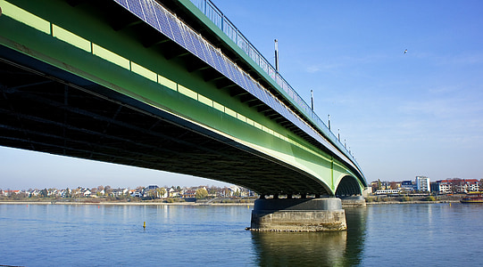Bridge, sông, màu xanh, nước