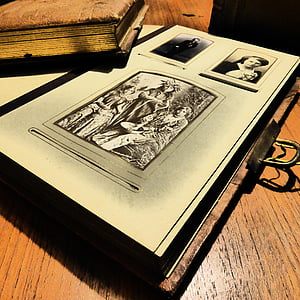 fotoalbum, albumet, bok, antiquariat, gamle, gammel bok, Antikvar
