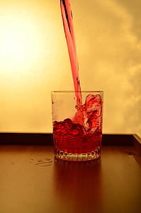 Splash, стъкло, течност, червен, налива, алкохол, напитка