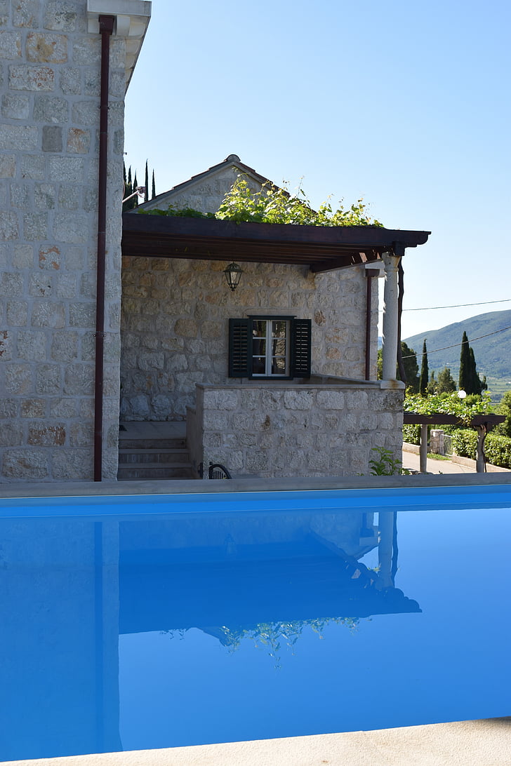 pool, croatia, blue, water, stone, europe, outdoor