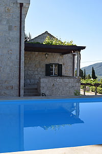 bazén, Chorvatsko, modrá, voda, kámen, Evropa, venkovní