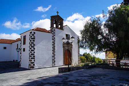 Spanyolország, Kanári-szigetek, Tenerife, templom, a Vila flor, Teide, kék