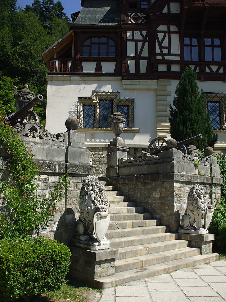 peles, Palácio, Castelo, Sinaia, Romênia, escadaria, escadas