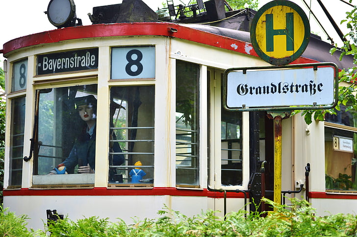 tramvia, Històricament, peça de col·leccionista de, vell, personennahverkehr públic, nostàlgia, parada