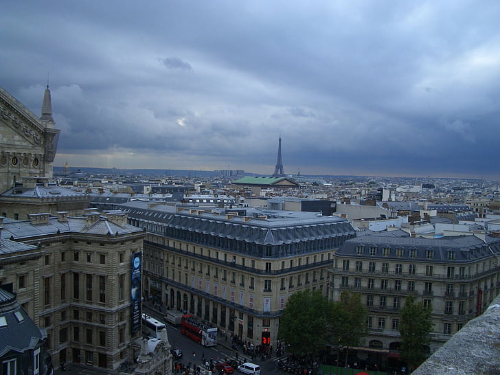 Pariz, izdaleka, vidikovac, Francuska, stajališta, oblaci, Vizija