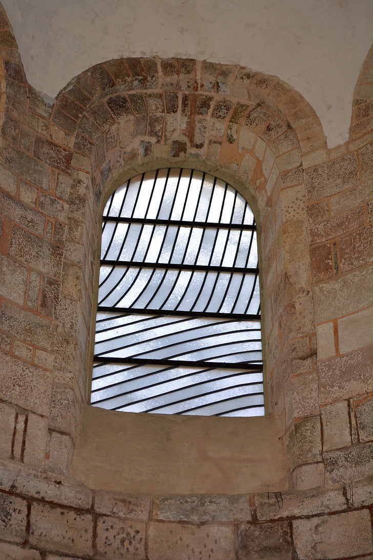 Aveyron, Conques, Abadia, Igreja, peregrinação, medieval, vidro manchado