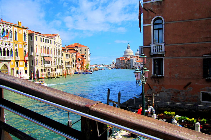Velence, csatorna, Grand, csatorna, Olaszország, utca, építészet