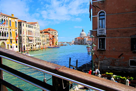 Velence, csatorna, Grand, csatorna, Olaszország, utca, építészet
