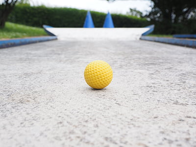 lopta, mini golf ball, žltá, kockované, Sprievodca loptu, Miniatúrny golf, Minigolf rastlín