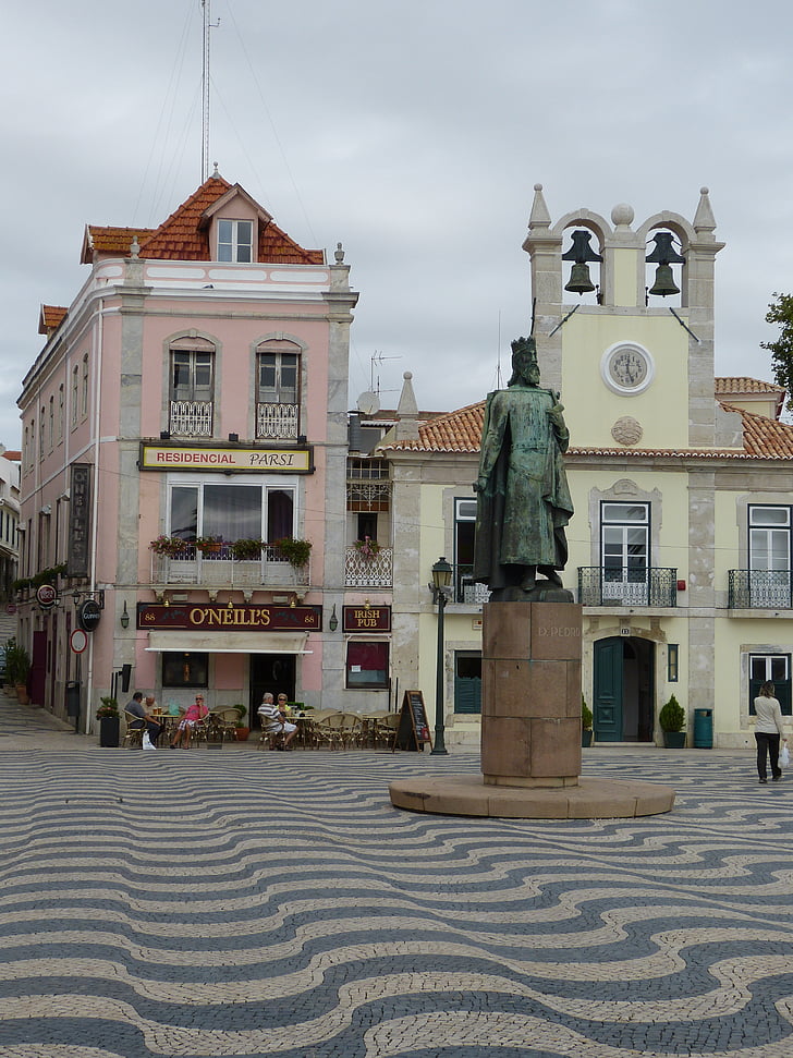 Cascais, Portugalsko, prostor, Památník, socha, kostel, zvony