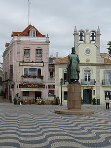 cascais, portugal, space, monument, statue, church, bells