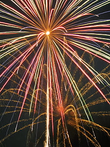 fyrverkeri, 4 juli, feiring, Uavhengighetsdagen, natt, eksploderende, fyrverkeri