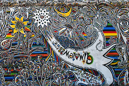 grafiti, Berlīne, austrumu pusē galerija, Berlīnes mūris, smidzinātājs