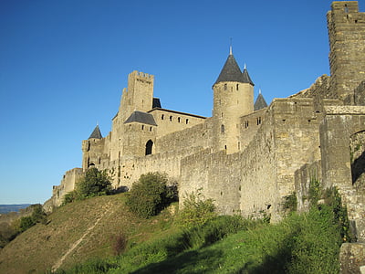 Carcassonne, staden, medeltida stad, medeltida slott, Frankrike