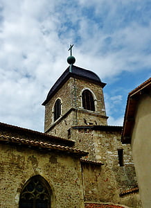 Pérouges, Dorf, Gutaussehend, Frankreich, mittelalterliche, Stadt, Glockenturm