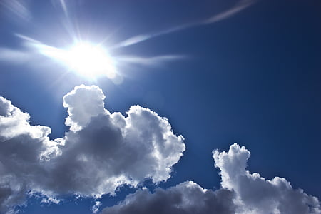 σύννεφα, Ήλιος, ουρανός, μπλε, φύση, το καλοκαίρι, καιρικές συνθήκες