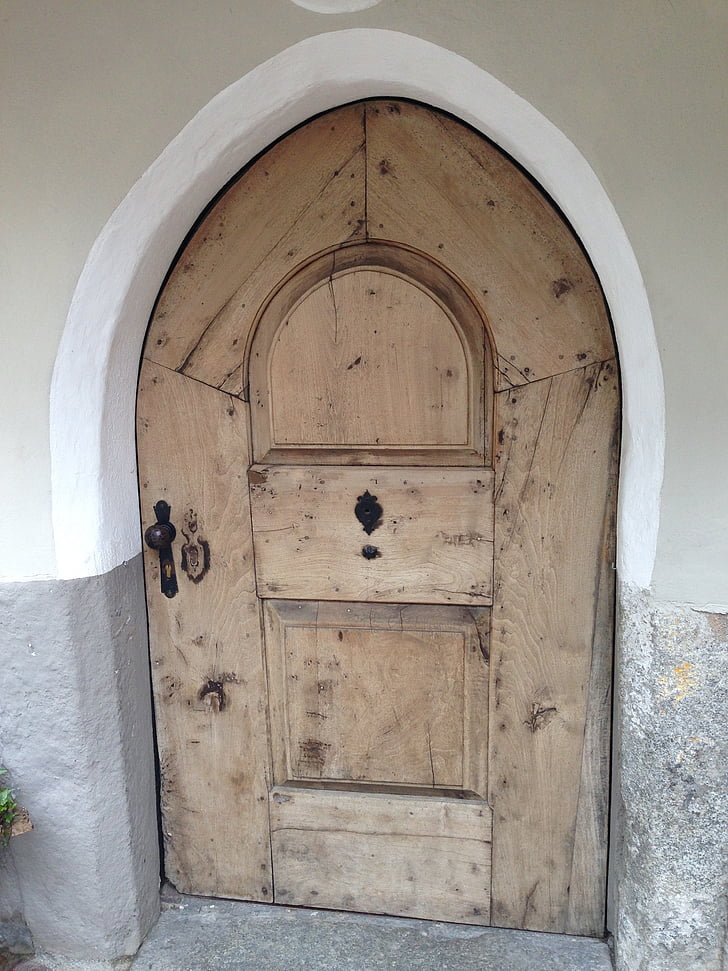 antiguo, puerta, madera, el Tyrol del sur