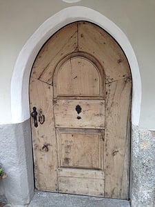 gamle, døren, tre, Syd-Tirol